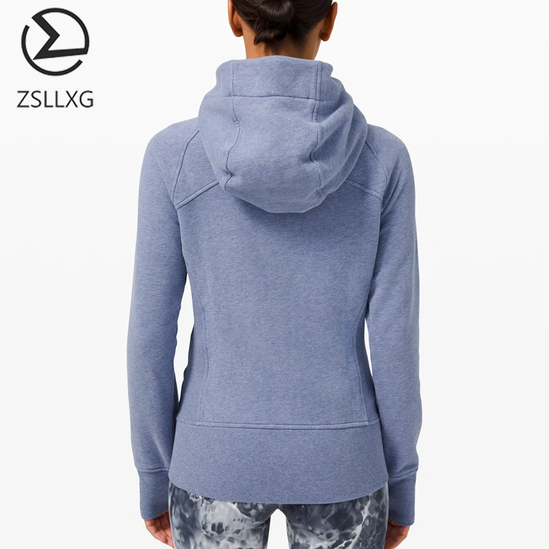 Customized Logo Women Yoga Cotton Zipper Hoodie Jacket Long Sleeve Thumb Hole Slim Fit Workout coats