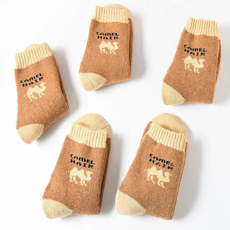 KTK Extremely thick warm heated cushion terry camel hair wool socks women socks