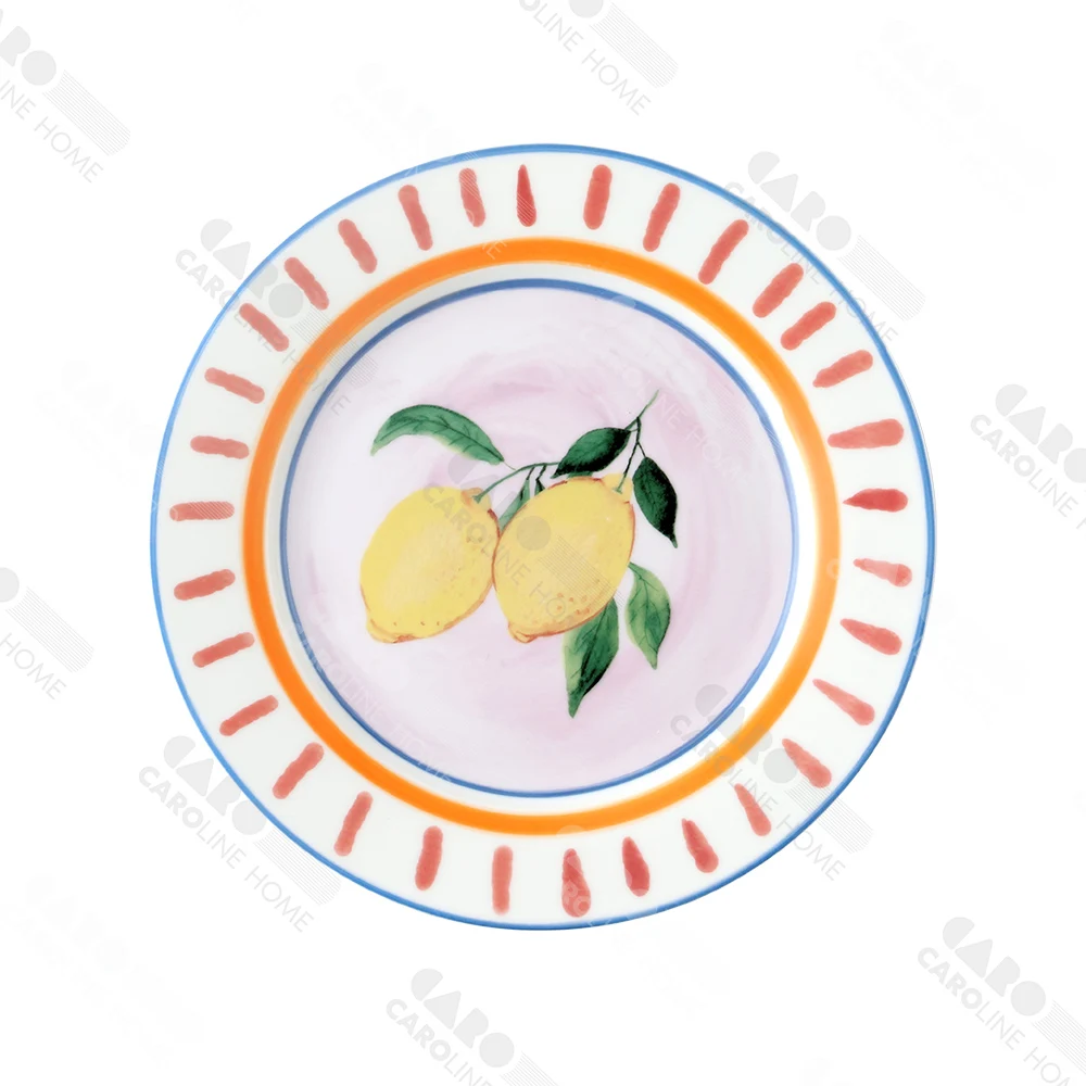 Caroline Design ceramic tableware, fruit collection, lemon patterned plate, custom design pattern