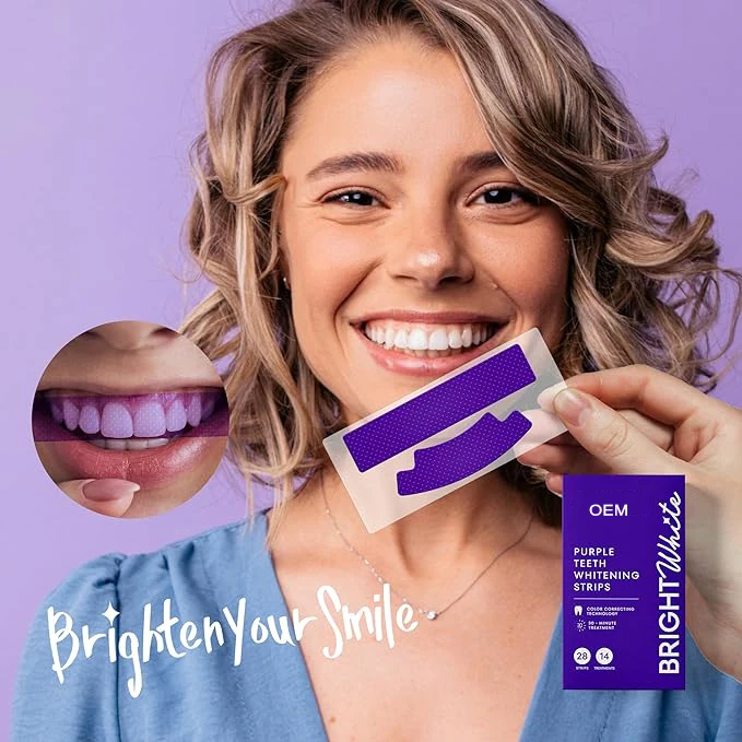 2024 Hot Popular Purple Teeth Whitening Strips for Correct Yellow Teeth