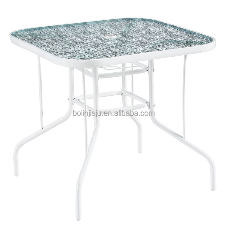 Garden Furniture Set Modern Style 4 Seater Dining Table Squared Table Glass Colors