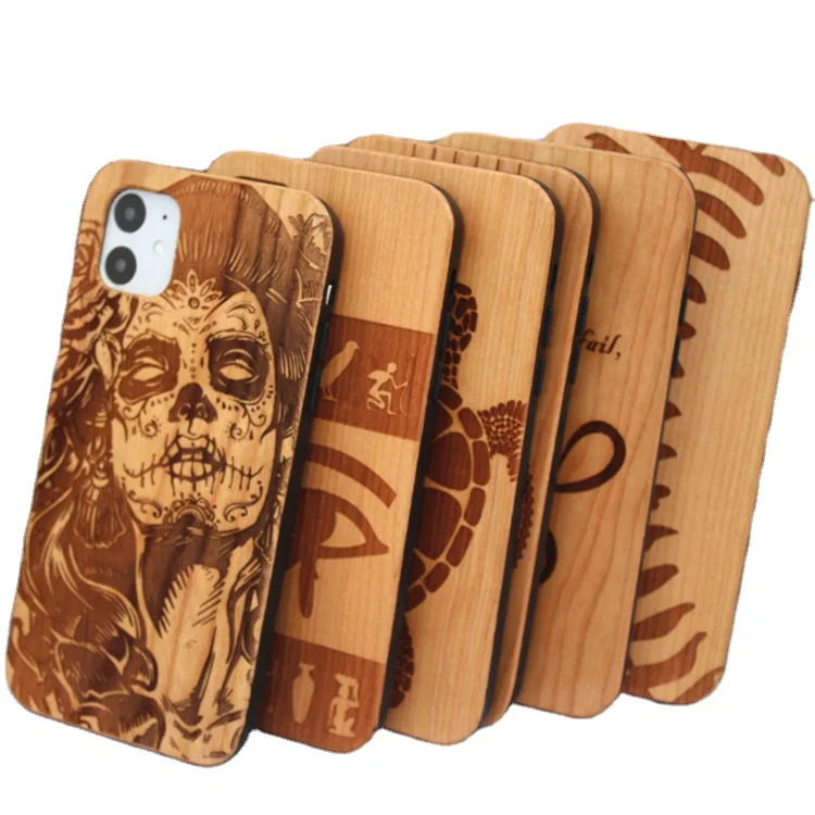 Customize Design Natural Hand Carved Real Wooden Mobile Phone Case For Iphone 13 Pro Max 12 11 Xs Samsung S21 S20