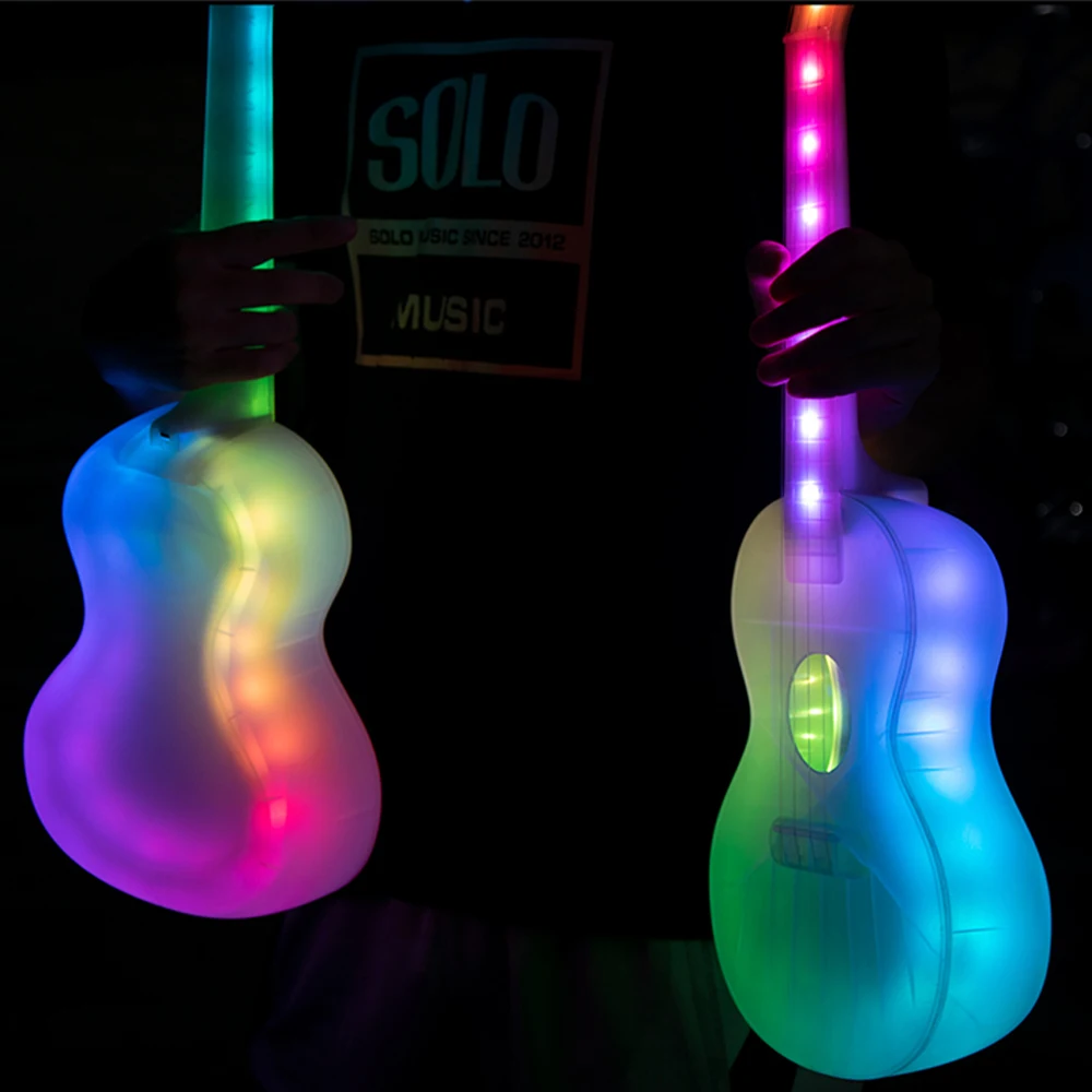 Недорогие интегрированные дорожные укулеле из Китая, 23 дюйма, светящиеся Струнные инструменты