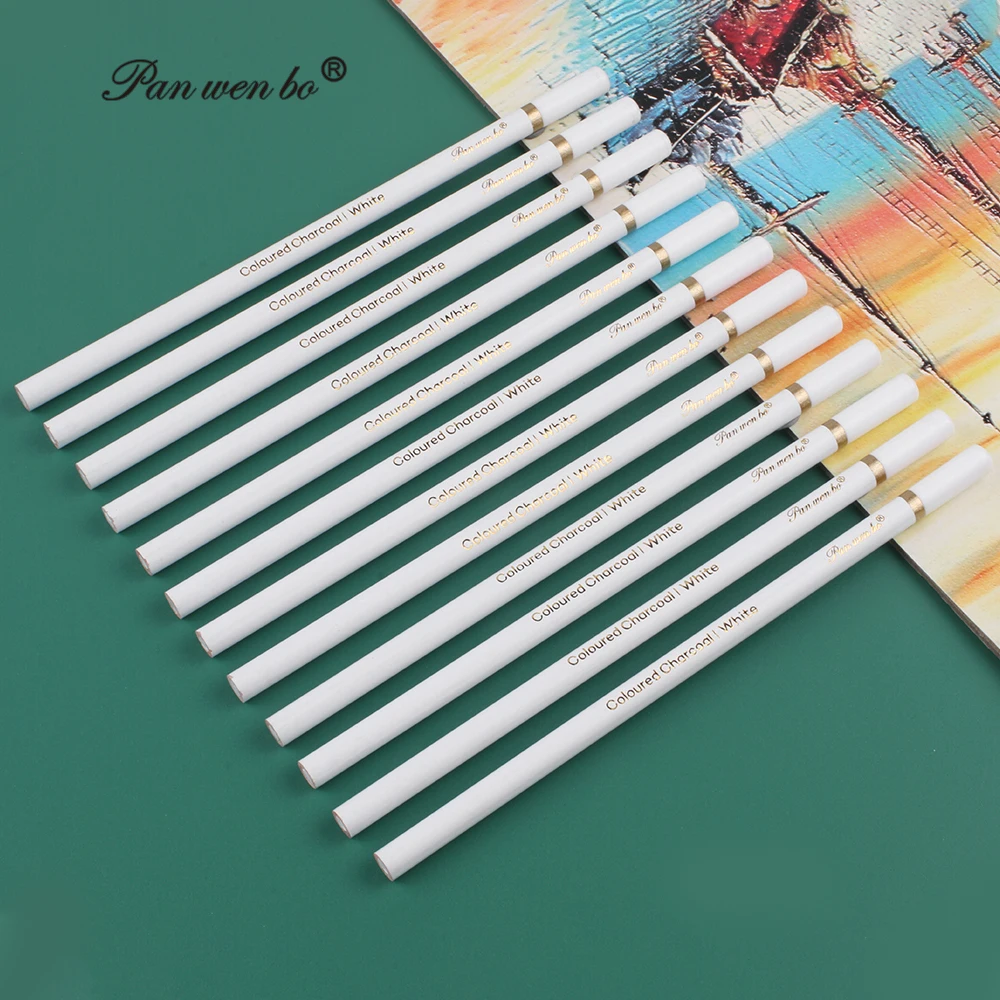 Panwenbo Customized Private Label Sketch Pencils12pcs/Set White Graphite Art Drawing Pencils Set