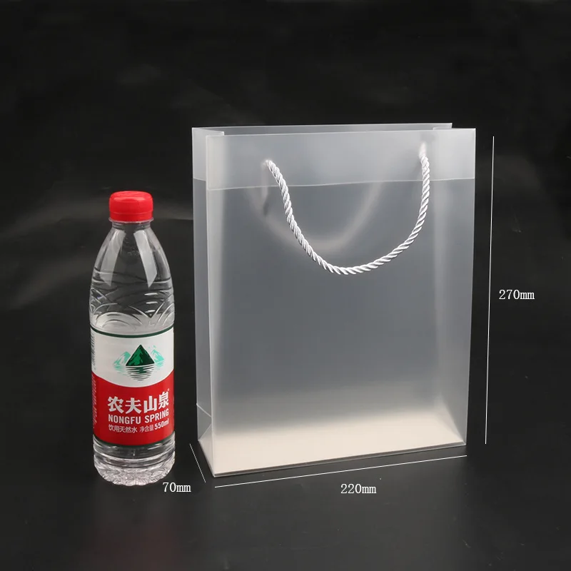 Hot Sale  High End Reusable Translucent PP Frosted Plastic Shopping Bags Handbag