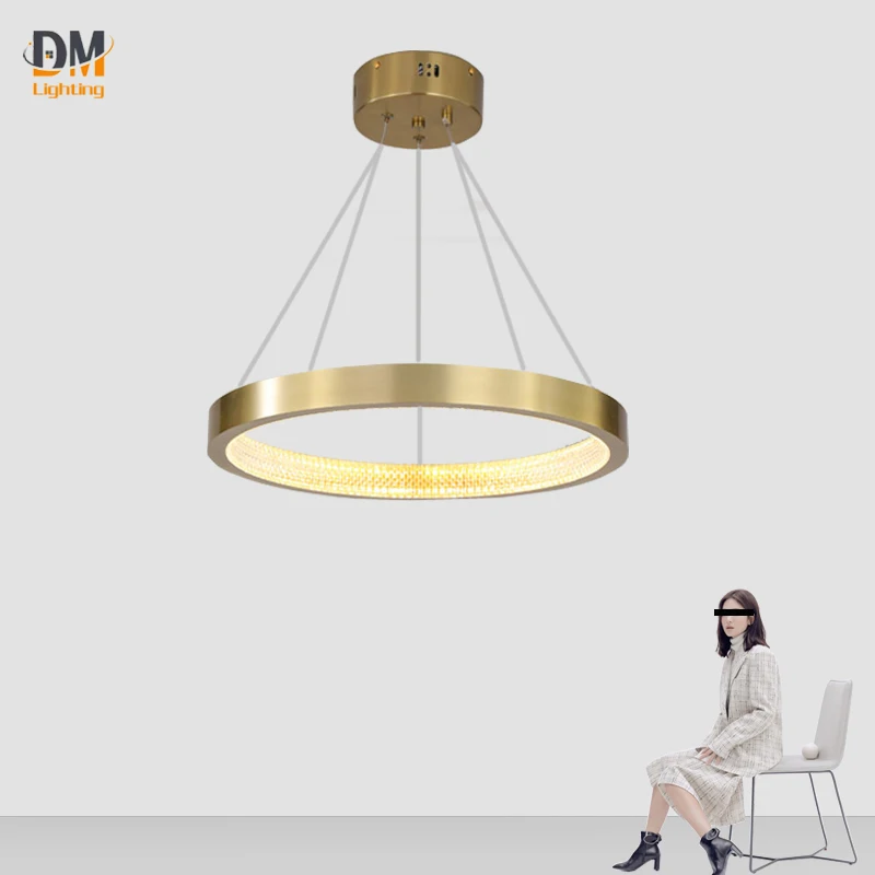  New modern pendant lighting single circle gold chandelier design decor house acrylic LED ceiling