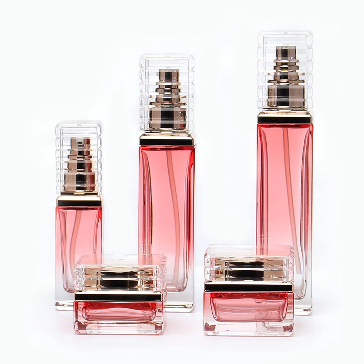 Luxury custom 30ml 1oz Cosmetic Skincare Glass Serum Bottle Toner Hair Oil Gel Foundation Glass Press Lotion Pump Bottle