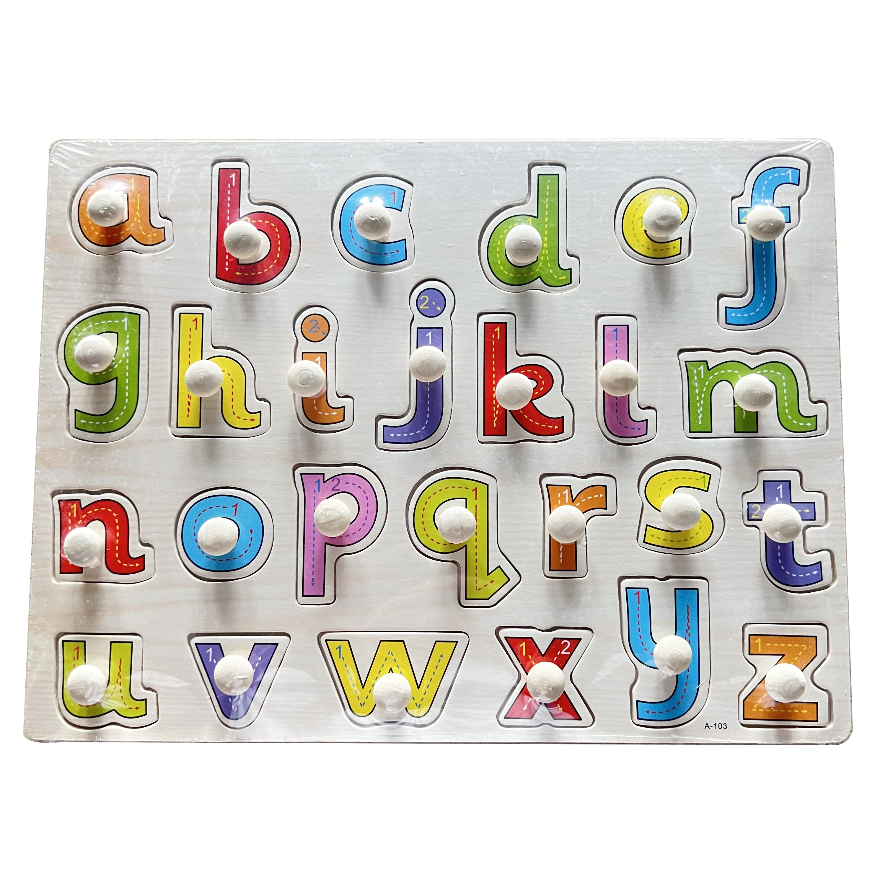 Montessori Wooden Alphanumeric & Animal Fruit Cognitive Puzzle Board Hand-Grasping Jigsaw Early Education Toys for Toddlers