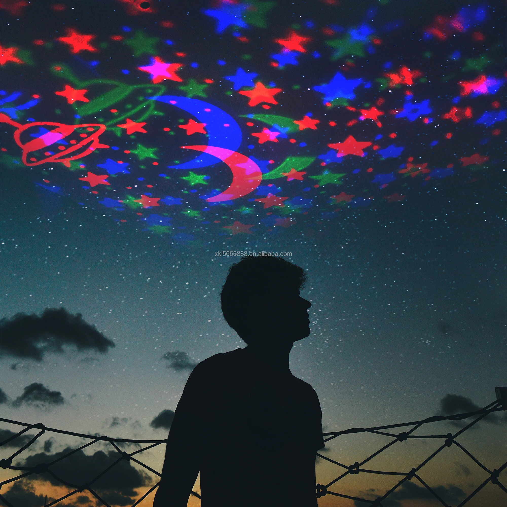 Rotation Star Projector Night Lights Rotating Star Moon Projection Lamp For Room MUSIC lights