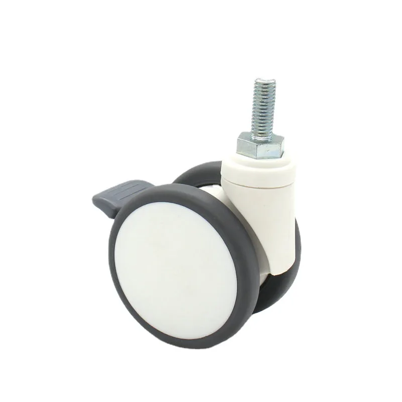 PU Silent Universal Polyurethane Brake Caster Double Disc Wheel Monitor Computer Handcart Silent Wheel