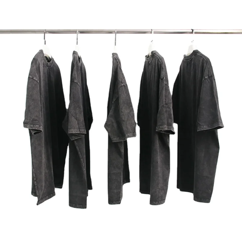 summer new vintage style oversize heavyweight cotton custom printing acid wash blank men vintage t shirt