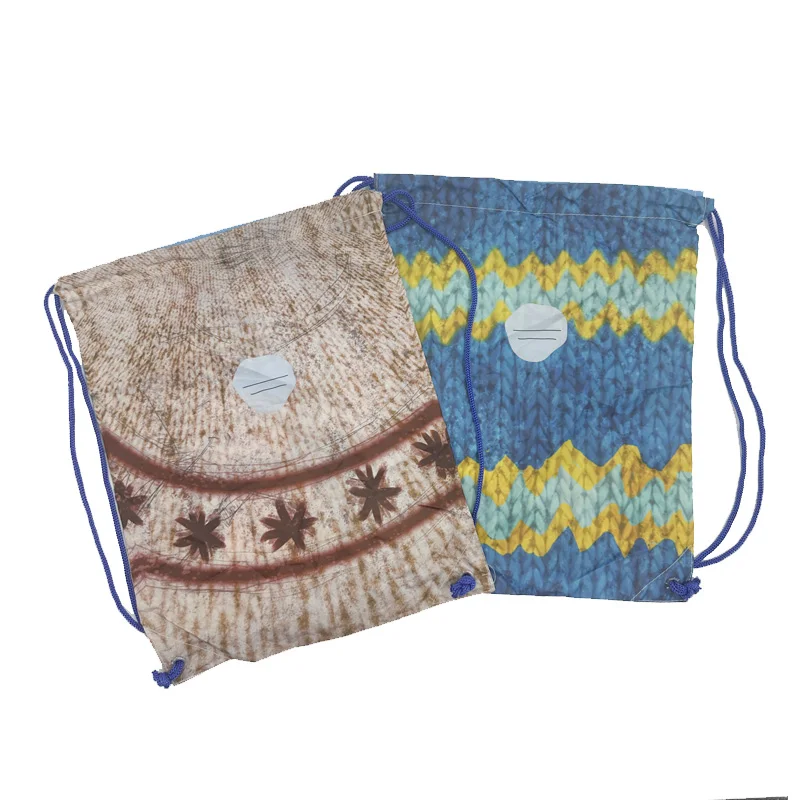 Cartoon printing 210d RPET drawstring bag drawing backpack swimming backpack for kids double string