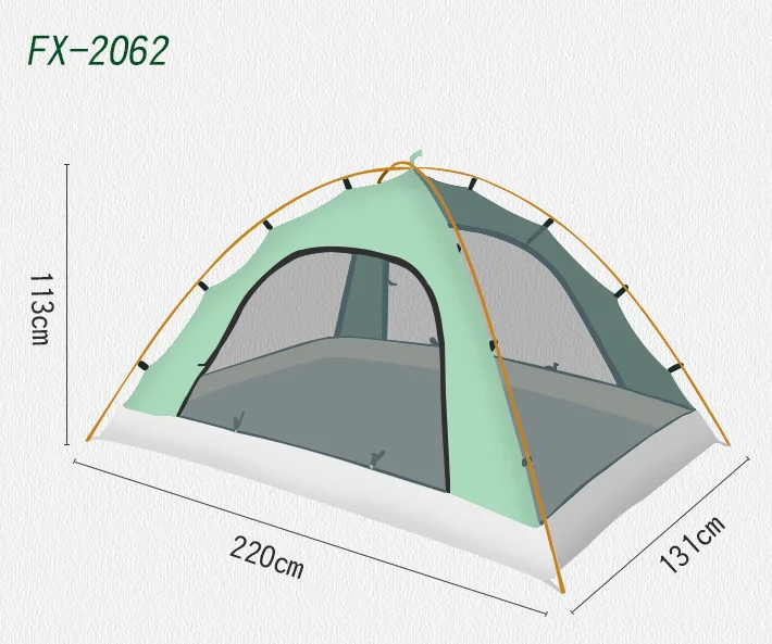 Outdoor double layer rainproof windproof camping tent aluminum pole tent twin 2 person  tent