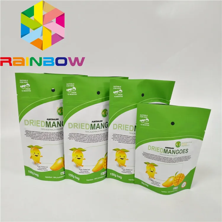 Wholesale Digital Print Dried Fruits Vegetables Resealable Stand up Pouch with Round Hole Aluminum Foil Mylar Zipper Bag