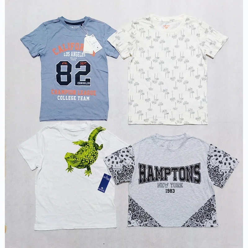 Wholesale Mixed Boys Girls Short Sleeve O-Neck Cotton kids Clothes Stock Lots T-shirts