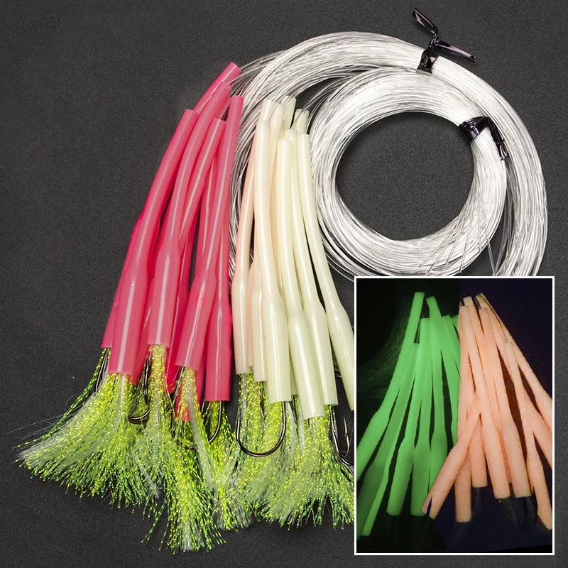Wholesale 10Pcs/set Sea Fishing Long Handle Hook 1.6m Night Light Bait Sabiki For Carp Fishing