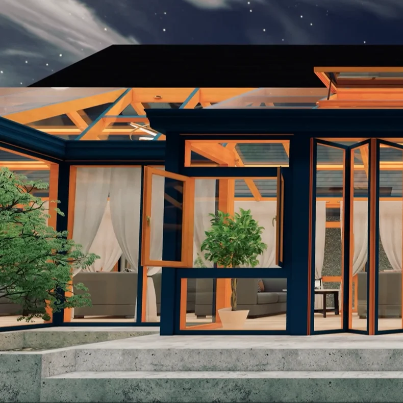 House Veranda 4 Season Glass Popular Garden Late Design Aluminum Frame Glass Modern Villa Outdoor Tempered Glass Triangle CN;GUA