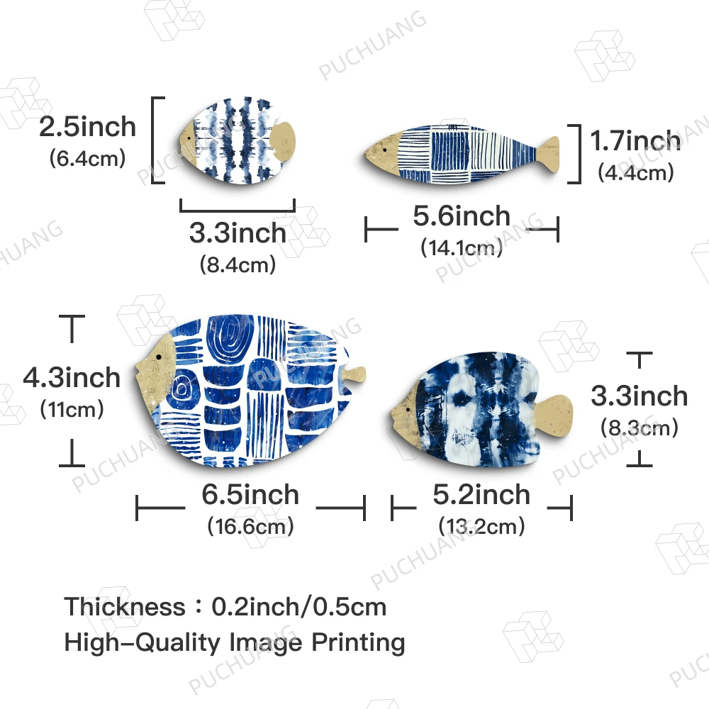 Wholesale Ocean Life PVC Fish Set Perfect for Coastal Wall Decor 4-Piece Wall Art Coastal Breeze Ocean-Themed Decor