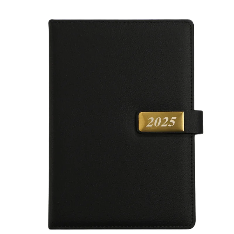 Custom Logo A5 PU Leather 2025 Agenda Planner Journal Notebook Office School Diary