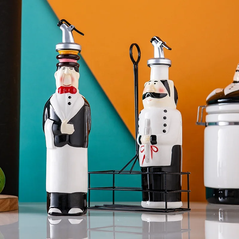 Modern Home Nordic Style 2pc Set Chef Oil Bottle Kitchen Jars Storage Set Kitchen Storage Set