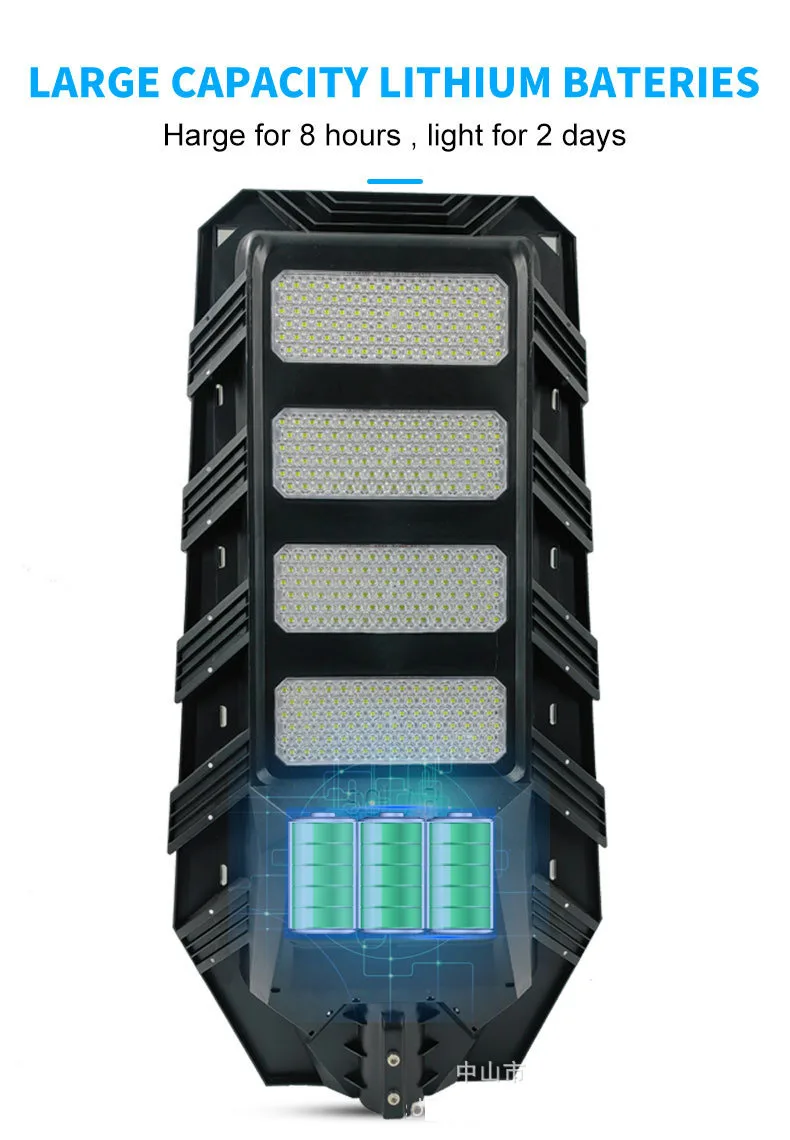 Remote Control Abs Integrated Power Panel Solar Street Lamp 200w 300w 400w Outdoor Waterproof All In One Led Solar Street Light
