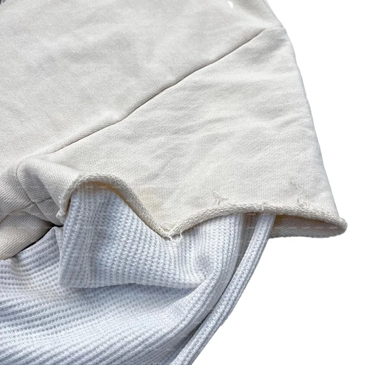 Finch Custom Y2K Double Layer Shirt Tee Heavyweight Cut And Sew Long Sleeve Raw Hem Blank T-shirts Cropped T Shirts Men