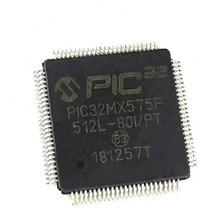 PIC32MX575F512L-80I/PT IC MCU 32BIT 512KB FLASH 100TQFP  IC Chips Integrated Circuits MCU Microcontroller PIC32MX575F512L-80I/PT