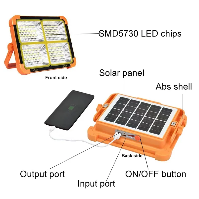 Rechargeable USB Portable Camping Light LED Flood Light Power Bank emergency 200w portable camping led solar flashlight