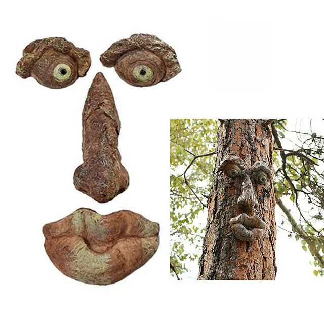 Old Man Tree Hugger Tree Face Decor Outdoor Whimsical Sculpture Face Tree Monster Facial Features Ornaments