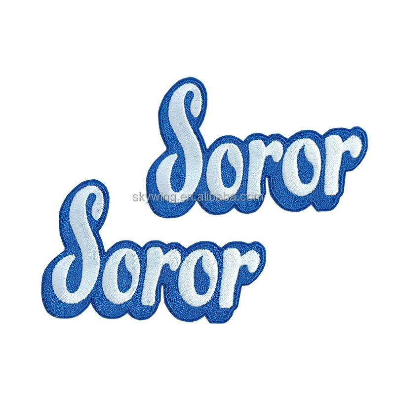 Serises Stock Blue & White Embroidery Sorority Zeta Phi Beta 1920 Soror Zeta Crest Round Zeta Hand Sign Iron Patch for Jackets