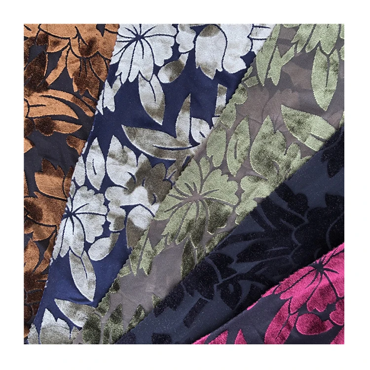 New design burnout velvet fabric polyester spandex velour fabric price per meter for women night dress