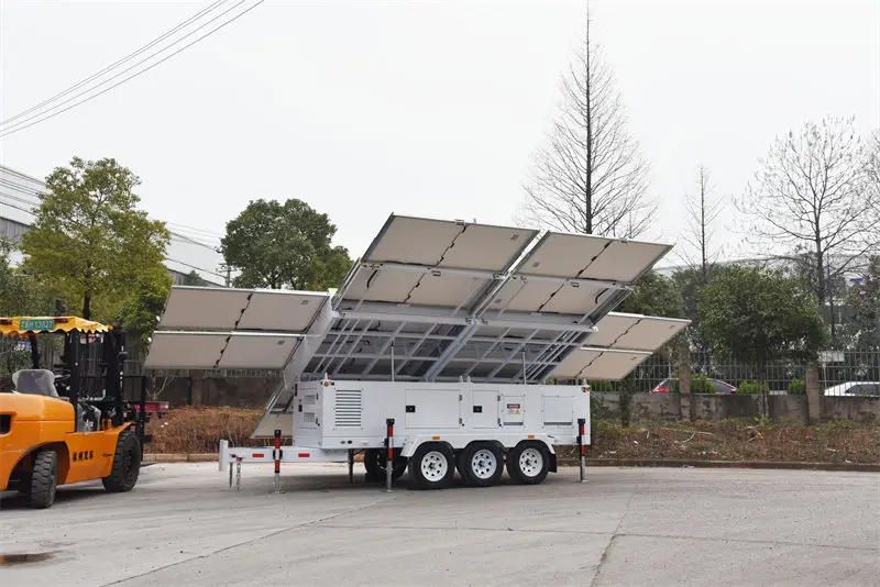 Hydraulic Angle Adjustment 8KW Lithium Battery Mobile Solar Diesel Hybrid Generator Trailer