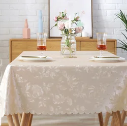 Waterproof Tablecloth For Table Oilcloth Pvc Gold Rose Round Rectangular Anti-Stain Film Decoration Dining Pad Kitchen Supplies