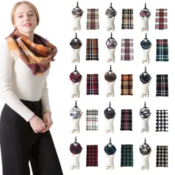 Acrylic infinity scarf plaid neck warmer wholesale women winter scarf