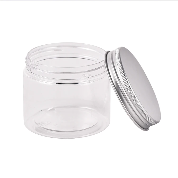Multifunction Plastic Round Jar Cosmetic Body Lotions Container Candy Powder Dried Fruit Storage Plastic Jars with Silver Lids
