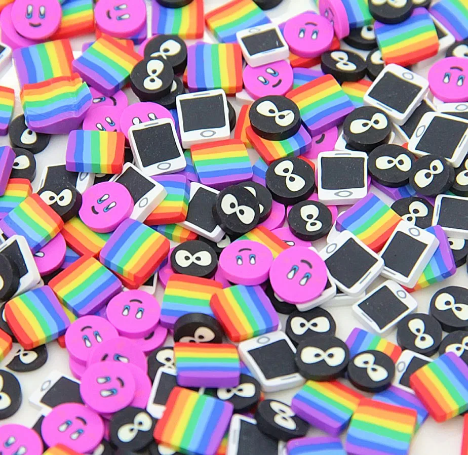 
Square rainbow soft clay man-made polymer clay sprinkled with slime cake decoration DIY handmade 