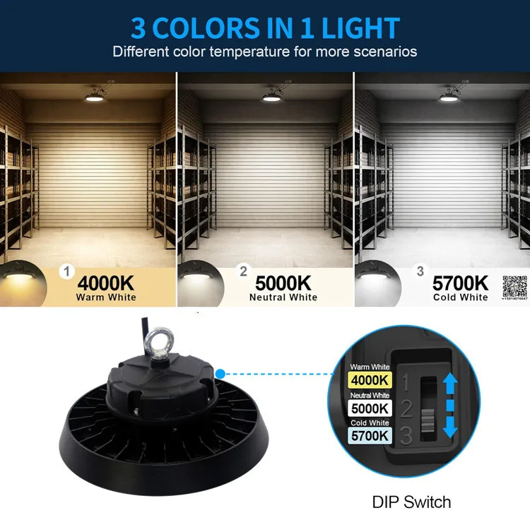 ETL DLC SAA CB dimming warehouse led light waterproof 120-347v high volt 150w 200 high bay led lamp 150lm/w 180lm/w 3cct 3power