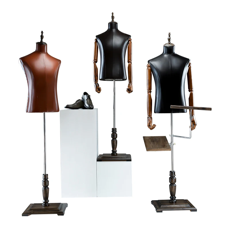 Wholesale Male Formal Dress Display Suit Leather Mannequin Half Body Male Mannequin with Pant Holder