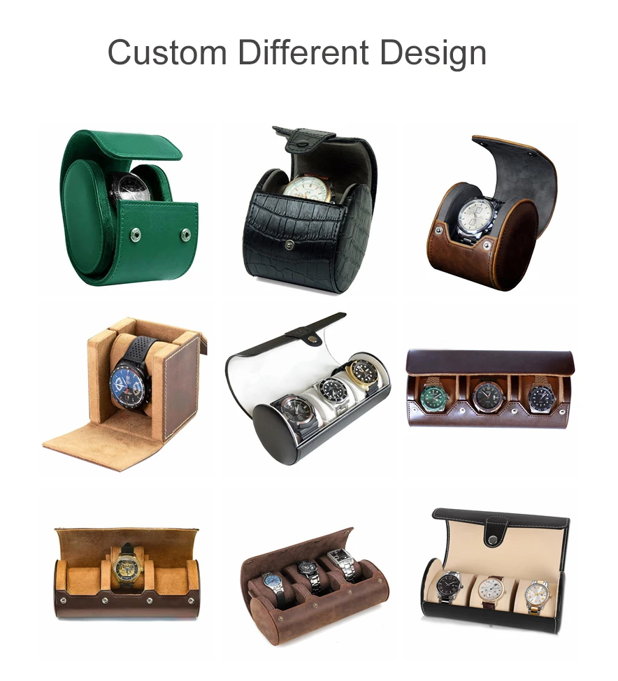 LAIHE High Quality Wholesale Men Custom Logo Pu Leather Travel Storage Luxury Watch Roll Watch Travel Case