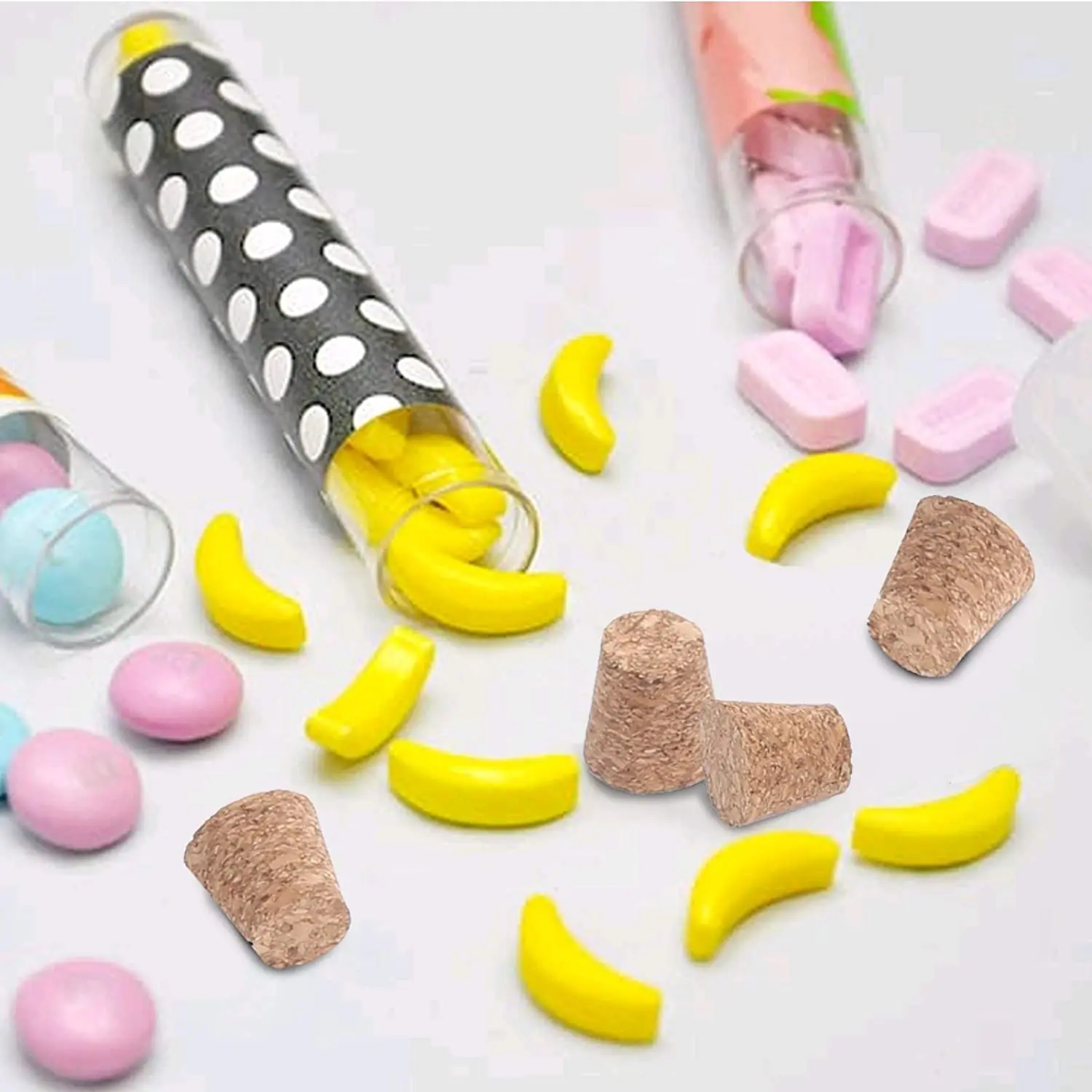 home plastic test tubes cork stoppers gumball candy storage bath salt vials hot cocoa containers bridal shower wedding party use