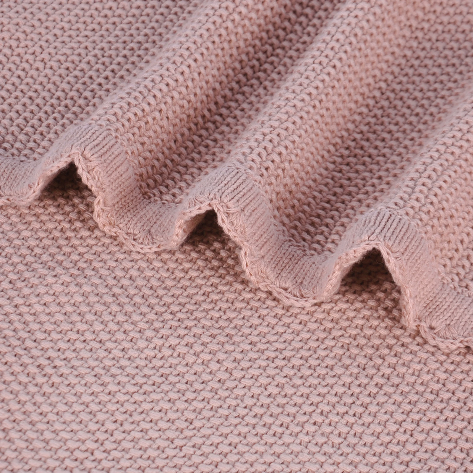Pinuotu Baby Knitted Blanket Soft Ruffled Newborn Cotton Bedding Solid Color Travel Swaddle Frill Baby Knit Blankets