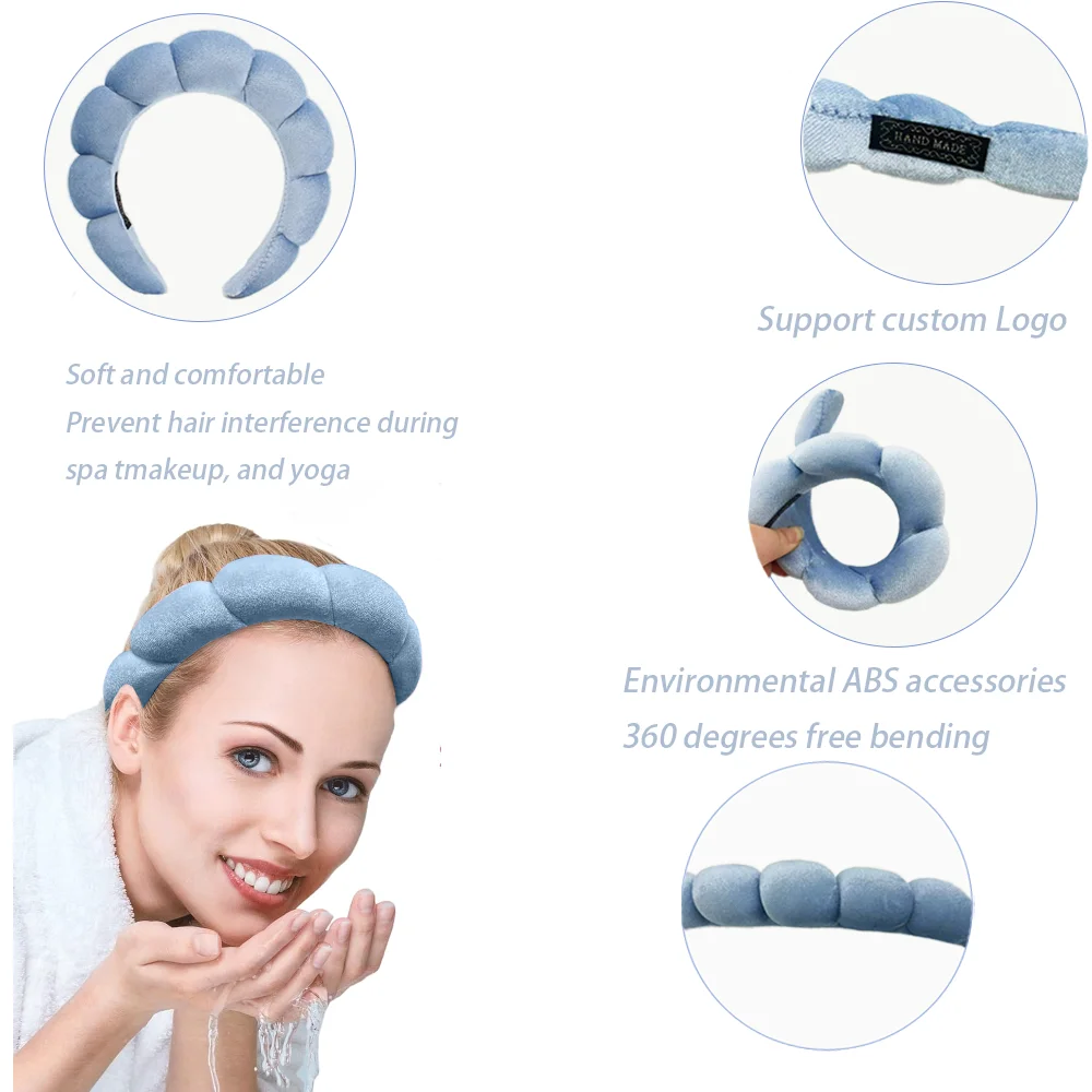 Face Washing Sponge Hairband  Yoga Velvet Headband Wrist Band Skin Spa Headband For Women Beauty Makeup Set Gift