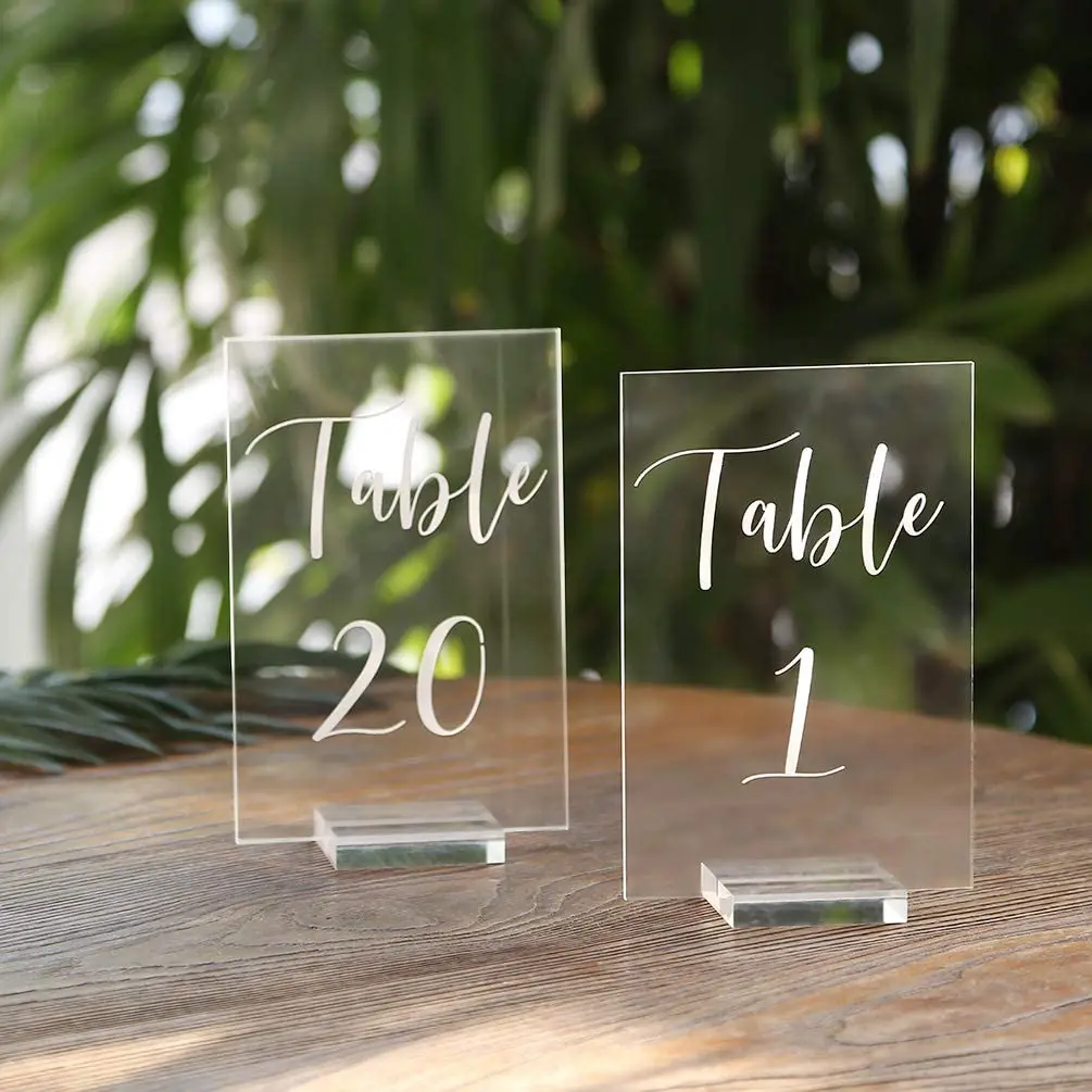 Clear Place Card  Sign Holders Acrylic Table Numbers  Display Stands with Card Slot  for Wedding  Table Number