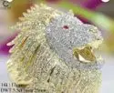 Yellow Gold Lion Head Ring with 5.5Ct round Cut Lab-Created Diamond Freshwater Pearl Emerald for Men for Parties Engagements