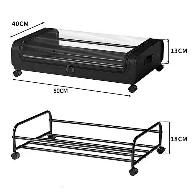 Under Bed Storage With Wheels,Under Bed Storage Containers,2 Pack Under Bed Shoe Storage Organizer
