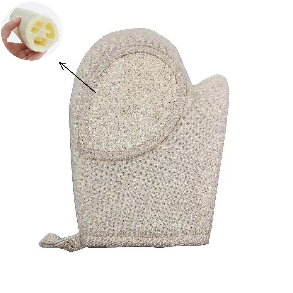 Natural Loofah Bath Glove Bath Body Srubber Sponge Shower Glove Loofah Mitt Deep Exfoliation Wash Mitt