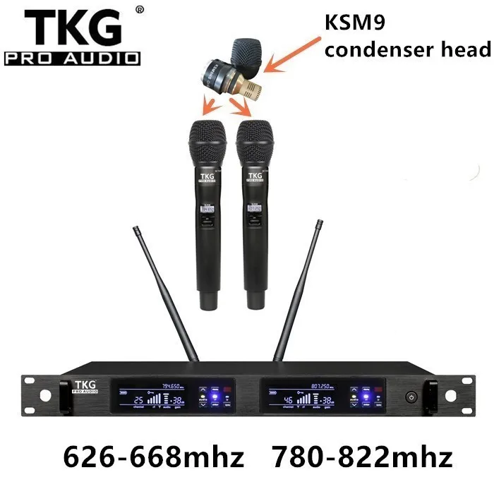 TKG True Diversity QLX-24D KSM9 condenser outdoor performance stage show uhf dual channel wireless microphone professional mic