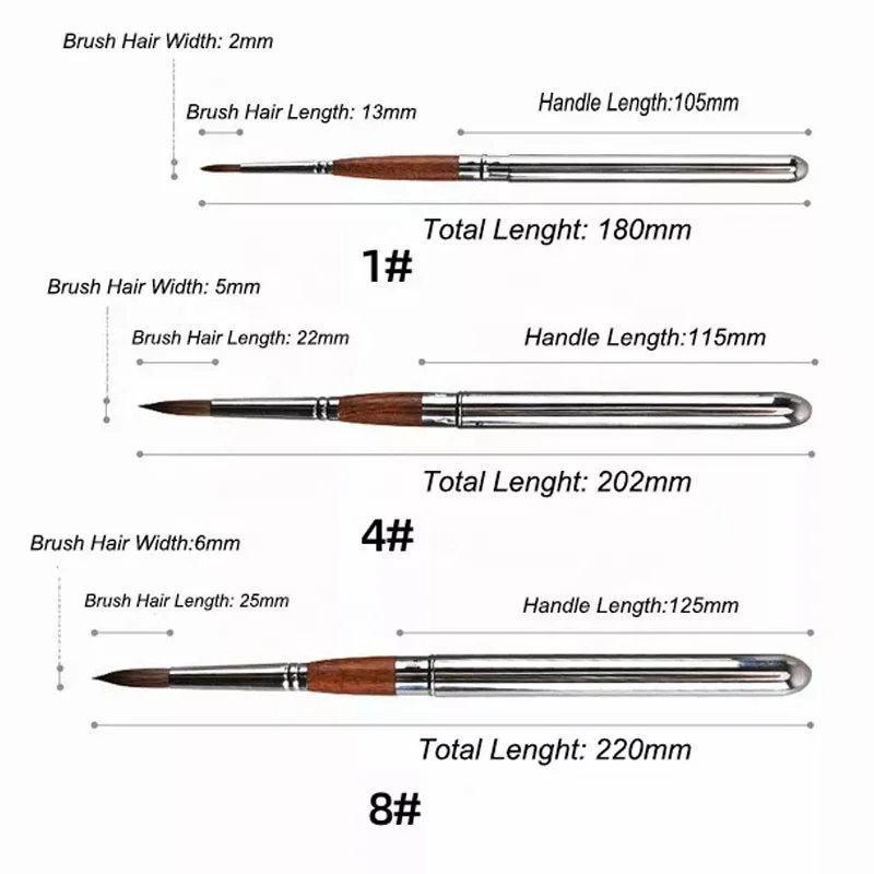 Hot Sale Round Travel Paint Brush Portable Sable Brush Rosewood Acrylic Watercolor Painting Brushes