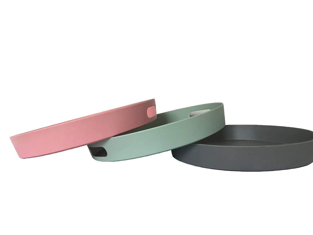 
Eco-Friendly Bamboo Fiber Round Serving Tray 12 Inch Round Tray 