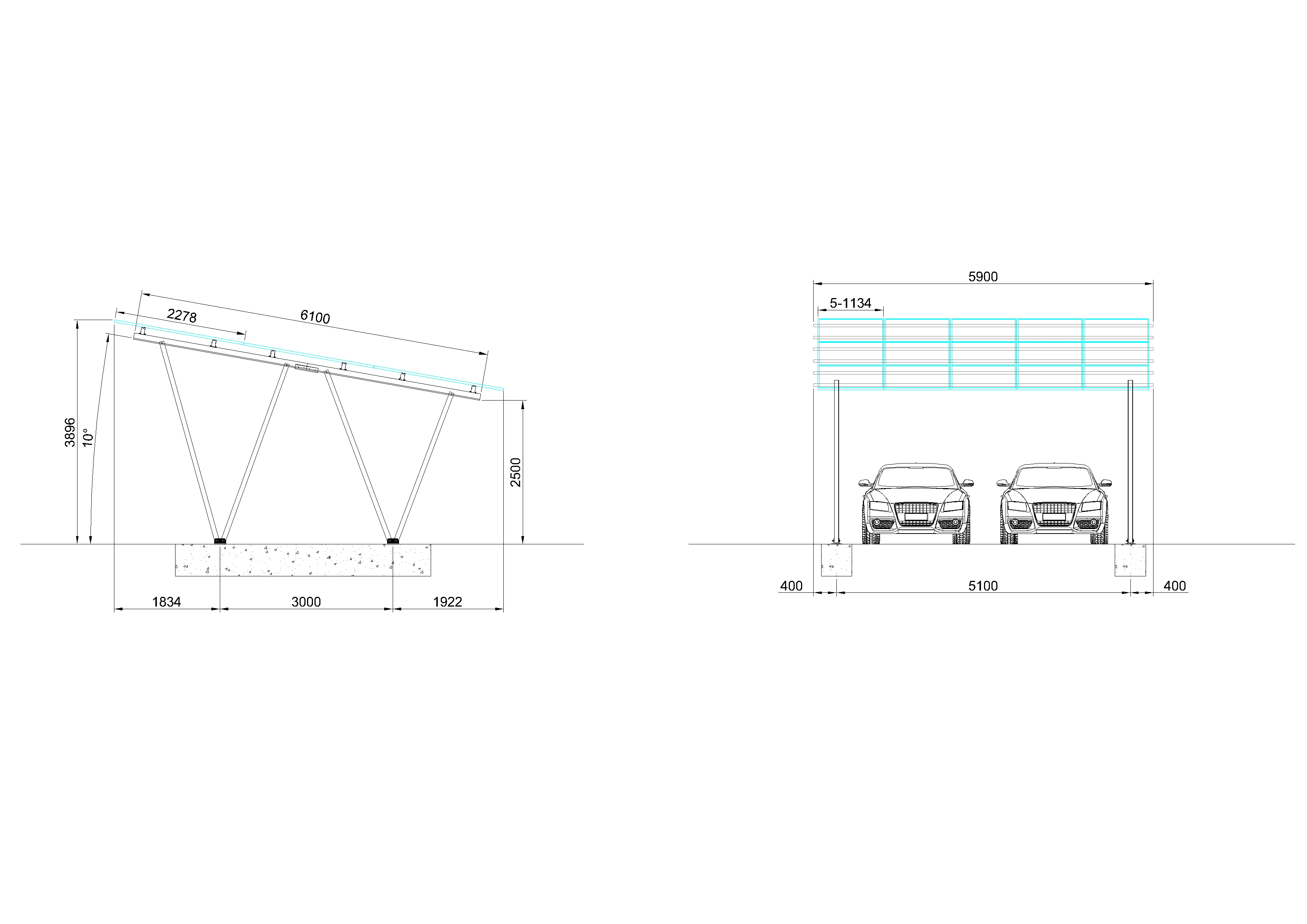 BRISTAR  Solar Carport with Charging Station Convenient for Electric Vehicles